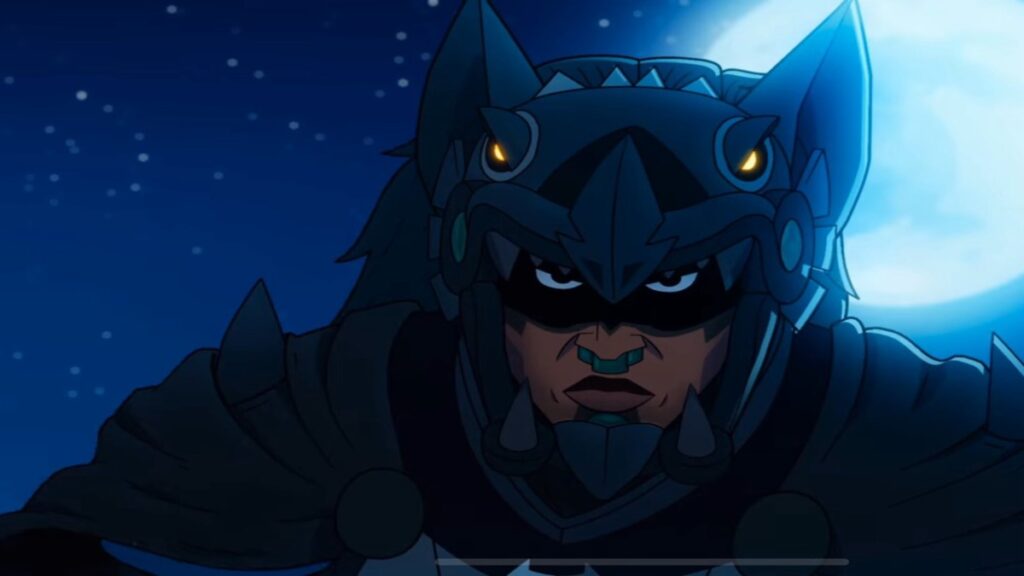Aztec Batman Clash of the Empires trailer showing Aztec Batman (Yohualli Coatl)