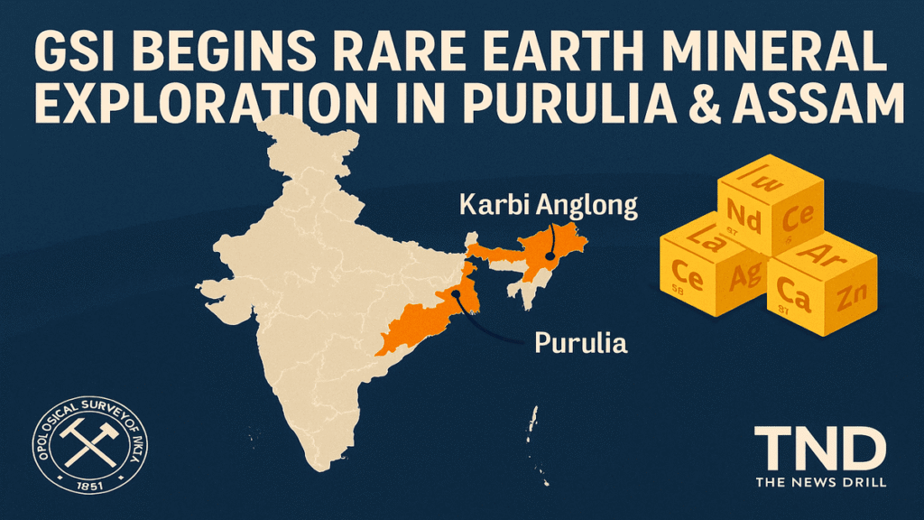 Geological Survey of India (GSI) rare earth mineral exploration map of India showing Purulia and Karbi Anglong