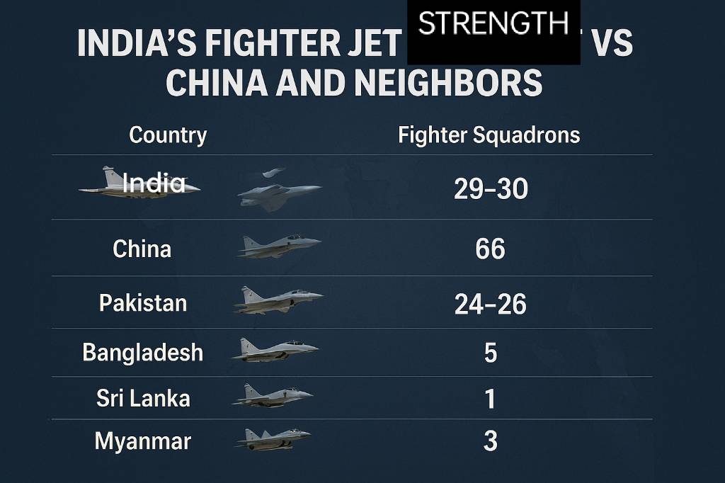 India's Fighter Jet Squadron Strength Comparison with China, Pakistan and Neighbours