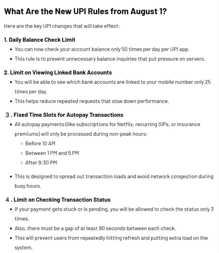 New UPI Rules 2025