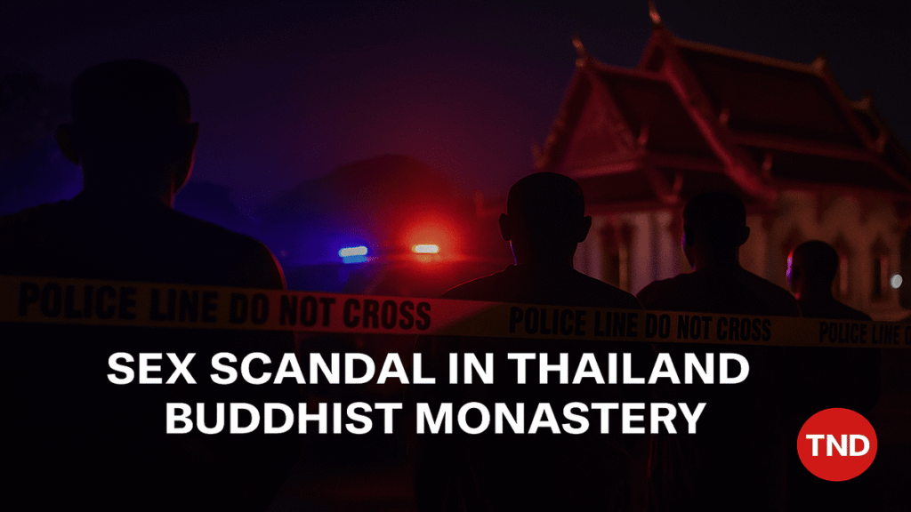 Featured image showing police crackdown on a monastery amid sex scandal in Thailand Buddhist monastery