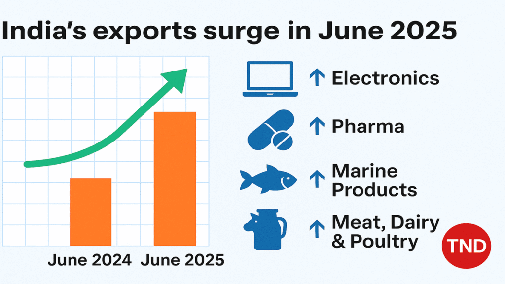 India’s export momentum June 2025 across electronics, pharma, marine
