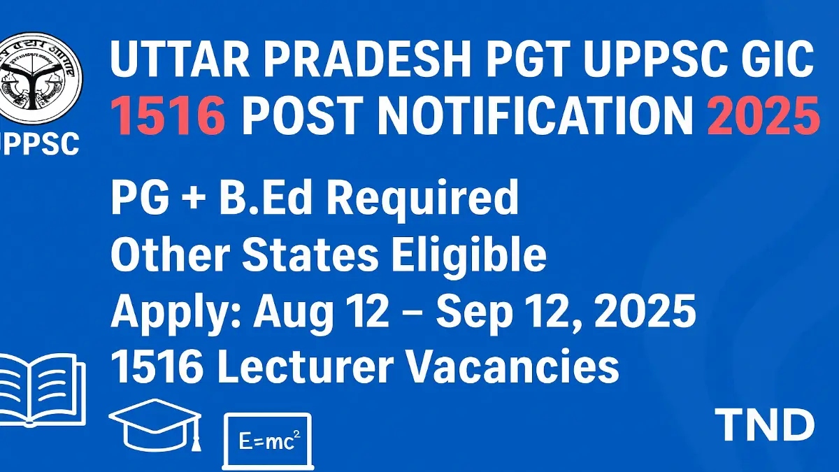 Uttar Pradesh PGT UPPSC GIC 1516 Post Notification Out 1 Uttar Pradesh Lecturer Recruitment Official Notification 2025