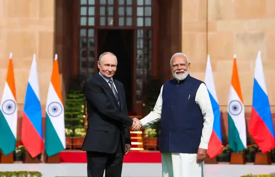 PM Modi and President Vladimir Putin during India–Russia Summit 2025